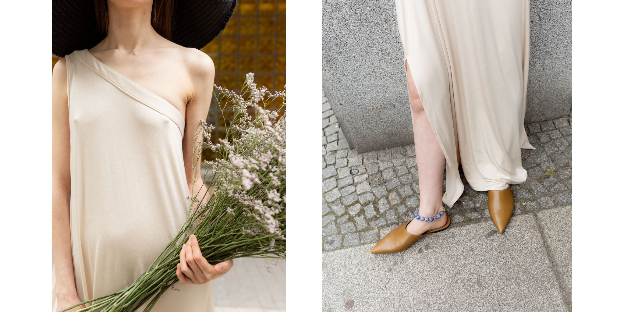 Magata SS24 Berlin campaign jersey long beige dress