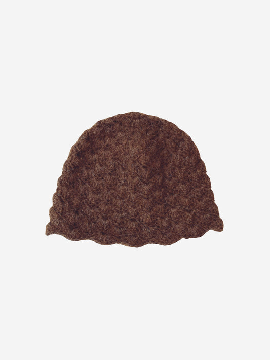 brown crochet alpaca beanie