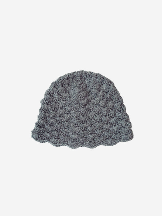 grey crochet alpaca beanie