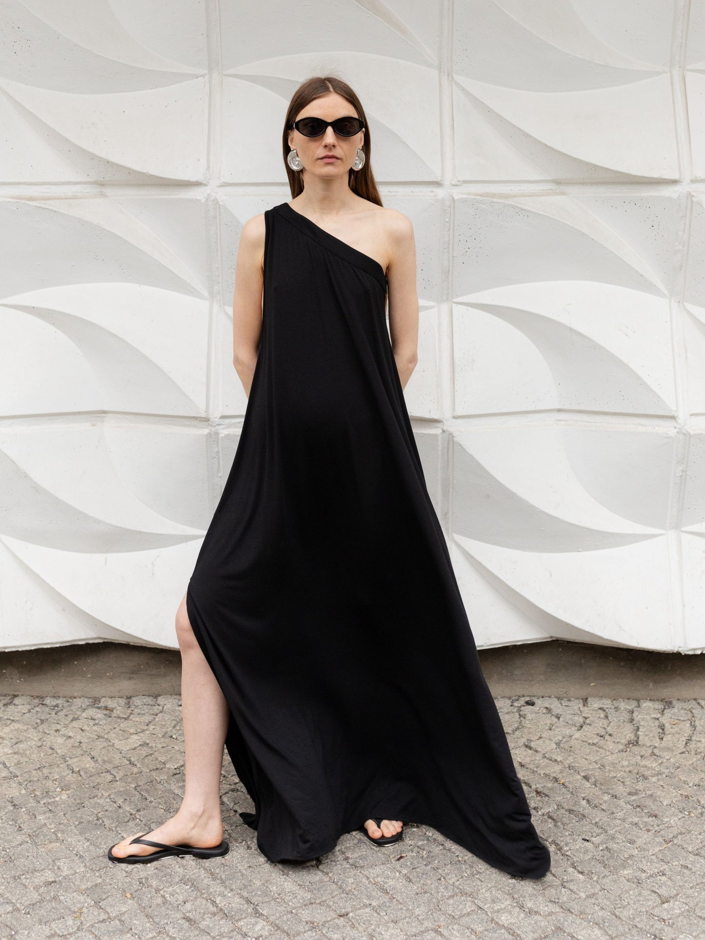 JOLIE one shoulder evening dress midnight black